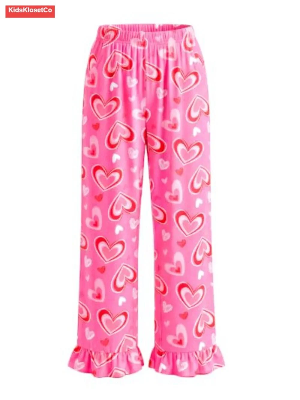 Girls Ruffled Hem Pajama Pants Soft Lounge Sleep Bottoms